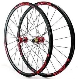 Zyy Mountain Bike Wheel Zyy 26 / 27.5 / 29in Bicycle Wheelset Hybrid Mountain Bike Wheels MTB Rim Disc Brake Front & Rear Wheel Thru axle 8 / 9 / 10 / 11 / 12 Speed 24H (Color : Red, Size : 26in)