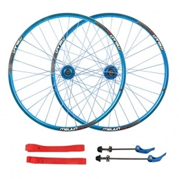 Zyy Mountain Bike Wheel Zyy 26 Inch Mountain Bike Bicycle Cycling Wheelset, Double Wall Quick Release Sealed Bearing 24 Hole Disc Brake 7 8 9 10 Speed Brackets Hubs (Color : Blue, Size : 26inch)