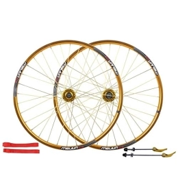 Zyy Mountain Bike Wheel Zyy 26 inch mountain of bicycle wheel disc brake 7 / 8 / 9 / 10 speed 32 hole before and after the bicycle wheel Aluminum Alloy bicycle wheels 2113g (Color : Gold)