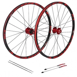 Zyy Mountain Bike Wheel Zyy 27.5 Inch Mountain Bike Wheelset, Disc Rim Brake Double Wall Aluminum Alloy Quick Release Sealed Bearings 8 9 10 Speed 26 MTB Wheels Brackets Hubs (Color : Red, Size : 26inch)