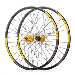 Zyy Mountain Bike Wheel Zyy 27.5 Inch MTB Bike Wheelset, Double Wall Quick Release Sealed Bearings Hub Cycling Wheels 32 Hole Disc Brake 8 9 10 Speed Brackets Hubs (Color : Yellow, Size : 27.5inch)