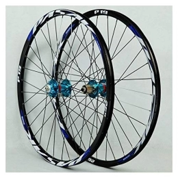 Zyy Mountain Bike Wheel Zyy Bicycle Wheel Set Aluminum Alloy Mtb Front Rear Wheel Double Wall Cassette Quick Release Disc Brake 7 / 8 / 9 / 10 / 11Speed 32H (Color : Blue, Size : 26in)