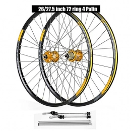 Zyy Mountain Bike Wheel Zyy Bike Bicycle Mountain Wheelset 26 Inch, Double Wall Aluminum Alloy MTB Rim Disc Brake Hybrid 32 Hole Disc 8 9 10 Speed 100mm Brackets Hubs (Color : Yellow, Size : 29inch)