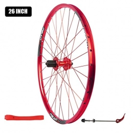 Zyy Mountain Bike Wheel Zyy Mountain Bike Rear Wheel, 26" Double Wall MTB Cycling Quick Release Hybrid Sealed Bearing 32 Hole Disc Brake 7 8 9 10 Speed Brackets Hubs (Color : Red)