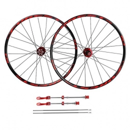 Zyy Mountain Bike Wheel Zyy Mountain Bike Wheelset 26 27.5 Inch, Double Wall Quick Release Sealed Bearings MTB Wheels Disc Brake 24 Hole 8 9 10 Speed Brackets Hubs (Color : Red, Size : 26inch)