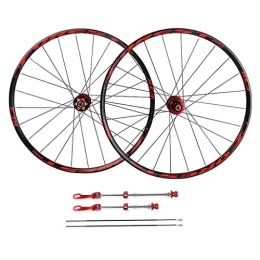 Zyy Mountain Bike Wheel Zyy Mountain Bike Wheelset 26 27.5 Inch, Double Wall Quick Release Sealed Bearings MTB Wheels Disc Brake 24 Hole 8 9 10 Speed Brackets Hubs (Color : Red, Size : 27.5inch)