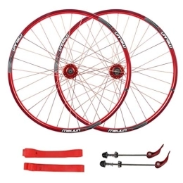 Zyy Mountain Bike Wheel Zyy Mountain Bike Wheelset 26, Double Wall MTB Bicycle Wheels Quick Release Disc Brake 32 Holes Rim Compatible 7 8 9 10 Speed Brackets Hubs (Color : Red, Size : 26 inch)