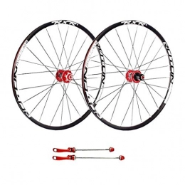 Zyy Mountain Bike Wheel Zyy Mountain Bike Wheelset 27.5 Inch, Double Wall Aluminum Alloy Disc Rim Brake 7 8 9 10 Speed Sealed Bearings Quick Release Hub Brackets Hubs (Color : Red, Size : 26inch)