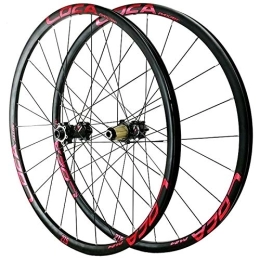 Zyy Mountain Bike Wheel Zyy MTB Bicycle Wheelset barrel shaft 26 / 27.5 / 29in 24-hole 8-12 Speed Mountain Bike Wheels Rim Disc Brake Front & Rear Wheel Thru axle (Color : Red, Size : 26in)