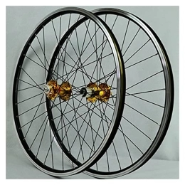 Zyy Mountain Bike Wheel Zyy MTB Wheelset 26" 27.5" 29" Bicycle Bike Wheel Set Aluminum Alloy Quick Release 32H Disc / V Brake for 7 / 8 / 9 / 10 / 11 / 12 Speed (Color : Gold, Size : 26in)