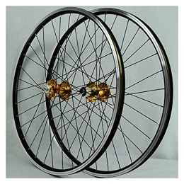 Zyy Mountain Bike Wheel Zyy MTB Wheelset 26" 27.5" 29" Bicycle Bike Wheel Set Aluminum Alloy Quick Release 32H Disc / V Brake for 7 / 8 / 9 / 10 / 11 / 12 Speed (Color : Gold, Size : 29in)