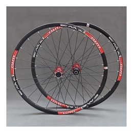 Zyy Mountain Bike Wheel Zyy MTB Wheelset For Mountain Bike 26 27.5 In 24 hole Double Layer Alloy Rim Sealed Bearing 7-11 Speed Cassette Hub Disc Brake QR(With quick release / pair) (Color : Red, Size : 26inch)