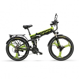 Extrbici Vélo de montagne électrique pliant Extrbici VTT Velo VTT XF770 17 * 26"Pliant Velo Electrique Montagne 48V S-himano 21 Vitesses Cadre en Alliage dʻaluminium Repliable Suspension a Double Frein mecanique