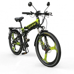 Extrbici Vélo de montagne électrique pliant Extrbici VTT Velo VTT XF770 17 * 26" Pliant Velo Electrique Montagne 500 Watts 48V Shimano 21 Vitesses Cadre en Alliage dʻaluminium Repliable Suspension a Double Frein mecanique (Vert)