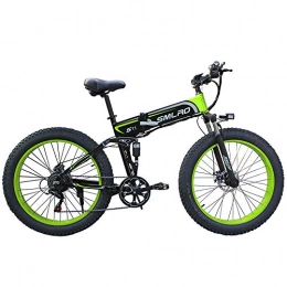 HWJF vélo HWJF Montagne vélo électrique Vélo Pliant, Moteur 48V 10Ah 350W / 26 Pouces Roue LCD Intelligente Une clé commutateur de Commande Automatique, Black Green