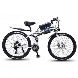 Hyuhome Vélo de montagne électrique pliant Hyuhome VTT électrique pour Adultes, Pliable VTT eBikes pour Hommes Femmes Femmes, 360W 36V 8 / 10 / 13Ah Tout Terrain 26" VTT / Commute Ebike, White Spoke Wheel, 10AH