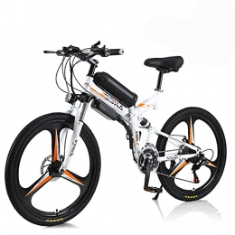 Hyuhome vélo Hyuhome Vélo Électrique pour Adultes Hommes Femmes, 26" Vélo Pliant 250W / 350W 36V 10A 18650 Batterie Lithium-ION Pliable Mountain E-Bike avec Shimano 21 Vitesses Facile À Plier (White, 350w)