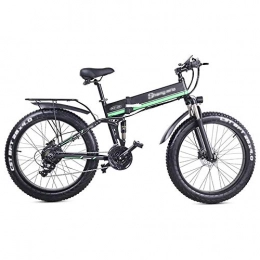 Qinmo Vélo de montagne électrique pliant Qinmo Mens Mountain Bike, Vélos en Alliage eBikes Tout Terrain, 1000W Fort à Neige électrique vélo, 48V Extra Large Batterie E Bike 21 Speed ​​Fat Bike (Color : Green)