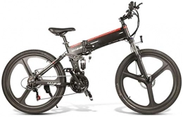 RDJM vélo RDJM VTT Electrique, Vélo électrique Batterie au Lithium Pliant Alimentation de Cross-Country de vélo de Montagne légère Intelligente de Banlieue Fitness 48V (Color : Black)