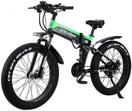 RDJM vélo RDJM VTT Electrique, Électrique VTT 26" Pliant vélo électrique 48V 500W 12.8AH caché Conception Batterie avec écran LCD Convient 21 Vitesses Vitesse et Trois Modes de Travail (Color : Green)