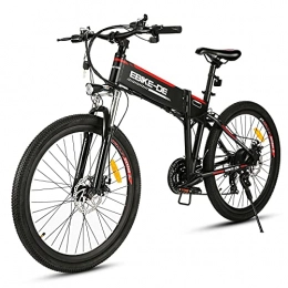 Vivi vélo VIVI Vélo Électrique Pliable Adulte Vélo de Montagne avec 26" Roue Intégrée, Moteur 350W / 250W, Batterie 36V / 8Ah, Engrenages 21 / 7 Vitesses, 32km / h / Kilométrage de Recharge Jusqu'à 40km (Noir Rouge)
