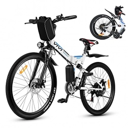 Vivi vélo Vivi Vélo électrique pour homme et femme, 26 pouces, vélo électrique VTT 350 W, 36 V 10 Ah batterie au lithium et Shimano 21 vitesses, blanc