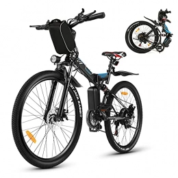 Vivi vélo Vivi Vélo électrique pour homme et femme, 26 pouces, vélo électrique VTT 350 W, 36 V 8 Ah batterie au lithium et Shimano 21 vitesses, noir