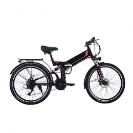 Pc-Glq Vélo de montagne électrique pliant VTT Vélo Electrique Pliante avec Roue De 26 Pouces Batterie Lithium-ION À Grande Capacité 48V 300W Suspension Pleine Qualité Et Engrenage Shimano 21 Vitesses, Noir