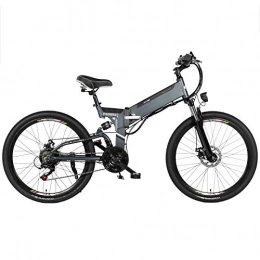 Pc-Glq vélo Vélo Électrique Pliant, Vélo Électrique De Ville De 24 Po pour Adulte 21 Vitesses Mode Dérailleur, Affichage LCD Moteur Puissant De 350 W, Batterie Au Lithium 48V, Gris, 12.8AH