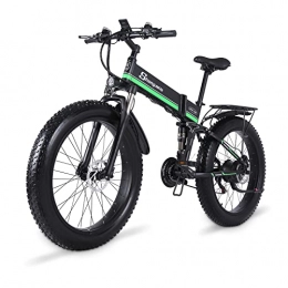 Shengmilo Vélo de montagne électrique pliant Vélo électrique Shengmilo MX01 pour Adultes, Couple 95N∙M, Gros Pneu 26 * 4.0, Shimano 21 Vitesses, VTT électriques pour Hommes (Vert)