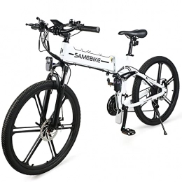 ZWJABYY vélo ZWJABYY 26 Pouces VTT VéLo ÉLectrique, Velo Electrique Pliable, avec Moteur 500W, Amovible Batterie Lithium-ION 48V / 10Ah, Shimano DéRailleurs 21 Vitesses, pour Adulte VTT ÉLectrique Urbain, White