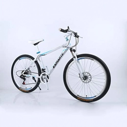 Alapaste Vélo de montagnes 315 Pouces 21 Vitesse Tout Suspendu Haute-Acier De Carbone Vélo, Haute Qualité Frein à Double Disque Vélo, Confortable Résistance à La Friction VTT-Blanc et Bleu 31.5 Pouce.21 Vitesse