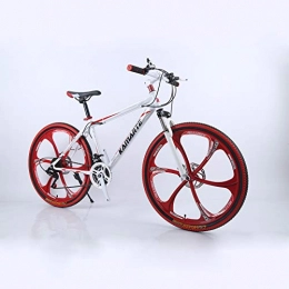 Alapaste Vélo de montagnes Alapaste Haute Qualité Entreprise Durable Haute-Acier De Carbone Cadre Vélo, Conception Ergonomique Confortable Selle Vélo, 34.1 Pouces 21 Vitesse Tout Suspendu VTT-Rouge Blanc 34.1 Pouce.21 Vitesse