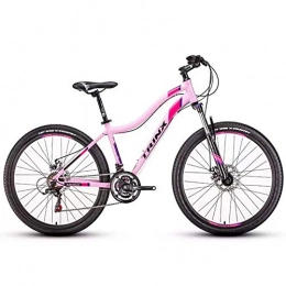 BCX Vélo de montagnes BCX Vélos de montagne pour femmes, vélo de montagne de montagne à frein à disque double à 21 vitesses, vélo de montagne semi-rigide à suspension avant, vélo adulte, 24 pouces blanc, 26 pouces rose