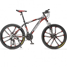 BNMKL Vélo de montagnes BNMKL 24 / 26 / 27, 5 Pouces VTT Adulte, Double Frein À Disque, Suspension Avant Vélo De Montagne, 21 / 24 / 24 / 30 Vitesse Bicyclette pour Homme Et Femme Approprié Au Cycle Extérieu, Rouge, 27.5 inch 21 Speed