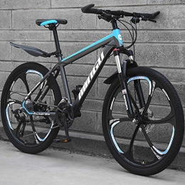 BNMKL Vélo de montagnes BNMKL 26 Pouces Vélo De Montagne 21 24 27 Vitesses avec Frein À Disque, Cadre en Acier Au Carbone À Haute, Roues À 3 Rayons Suspension Avant Vélo Adulte VTT, Gray Blue, 26 inch 21 Speed