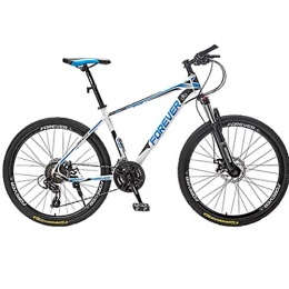 BNMKL Vélo de montagnes BNMKL VTT 30 Vitesses Vlo De Montagne 24 / 26 / 27, 5 Pouces Cadre en Acier Au Carbone Haute Cadre Queue Dure VTT pour Adolescents D'adultes Hommes Et Femmes, White and Blue, 24 inch