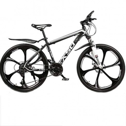 BNMKL Vélo de montagnes BNMKL Vélo De Montagne pour Hommes Et Femmes Adultes 26 Pouces-21 / 24 / 27 Vitesses Vélo VTT, Suspension Avant, Freins À Disque, 6 Roues De Coupe, Vélo De Piste, Black White, 26In 27Speed