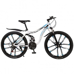 DFBGL Vélo de montagnes Cadre en Acier à Haute teneur en Carbone 24 / 26"VTT 21 / 24 / 27 Vitesses vélo de Cross-Country Adulte Double Frein à Disque VTT à Suspension complète