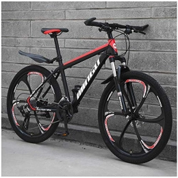 CDFC vélo CDFC Haut en Acier au Carbone Semi_Rigide de Montagne, 26 Pouces Ville Hommes vélo avec Suspension Avant Siège réglable Noir Rouge 6 Spoke, 24 Speed