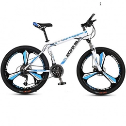 DGAGD Vélo de montagnes DGAGD 26 Pouces VTT vélo Adulte Vitesse Variable Double Frein à Disque en Acier à Haute teneur en Carbone vélo tri-Cutter-Blanc Bleu_21 Vitesses