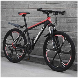 Ding Vélo de montagnes Ding 24 Pouces Mountain Bikes, Hommes Femmes en Acier au Carbone de vélo, 30-Vitesses Tout Terrain VTT avec Double Disque de Frein (Color : 30 Speed, Size : Black Red 6 Spoke)