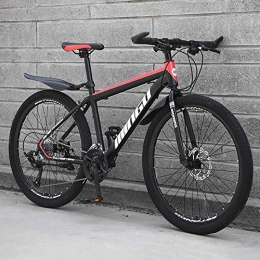 DJP Vélo de montagnes DJP Vélo de Montagne, Meuble Homme Femme Adulte Vtt Tout Terrain, Guidon de Siège Réglable, Vtt Pliables, Double Frein À Disque Vtt Noir / Blanc 26 ', 30 Vitesses, Noir Rouge