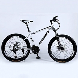 DOMDIL Vélo de montagnes DOMDIL VTT Vélo de Montagne Country 27.5 inch, VTT Adulte, Vélo Semi-Rigide avec siège réglable, Cadre en Acier au Carbone épaissi, Blanc Noir, Roue à Rayons, 21- décalage d'étape