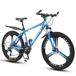 LADDER Vélo de montagnes Dsrgwe VTT, 26inch VTT, Roue Spoke, Vélos Cadre en Acier au Carbone, Double Disque de Frein et la Fourche Avant (Color : Blue, Size : 24-Speed)