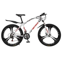 Dsrgwe vélo Dsrgwe VTT, VTT, 26inch Roues Vélos Cadre en Acier au Carbone, Double Frein à Disque et Anti-Choc Avant Fourche (Color : White, Size : 27-Speed)