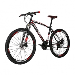 EUROBIKE Vélo de montagnes Eurobike YH X1 VTT 21 vitesses Roues de 69, 1 cm Double frein à disque pour homme Vélo à suspension avant Rouge