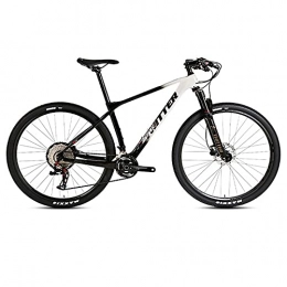 EWYI vélo EWYI 27.5 / 29'' Vélo De Montagne, VTT en Fibre Carbone, Vélo D'étudiant Cross-Country À Vitesse Variable Absorbant Les Chocs, Pédales Antidérapantes Montagne en Alliage D' Black White-27.5