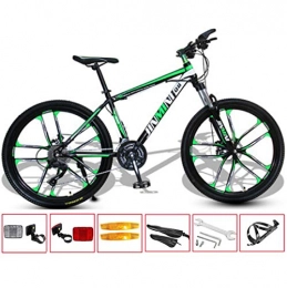 GL SUIT Vélo de montagnes GL SUIT VTT Vélo 26 Pouces 21 / 24 / 27 / 30 Vitesse Lightweight Carbon Cadre en Acier Double Frein à Disque Dur Queue de Banlieue City Road Bike, Black Green, 30 Speed