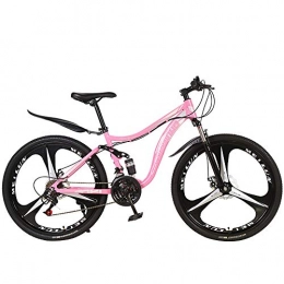 Gnohnay Vélo de montagnes Gnohnay VTT Vélo de Montagne, Freins à Disque Double, Cadre en Acier à Haute Teneur en Carbone 26 Pouces, Étudiants Adultes, Hommes et Femmes, Rose, 21 Speed